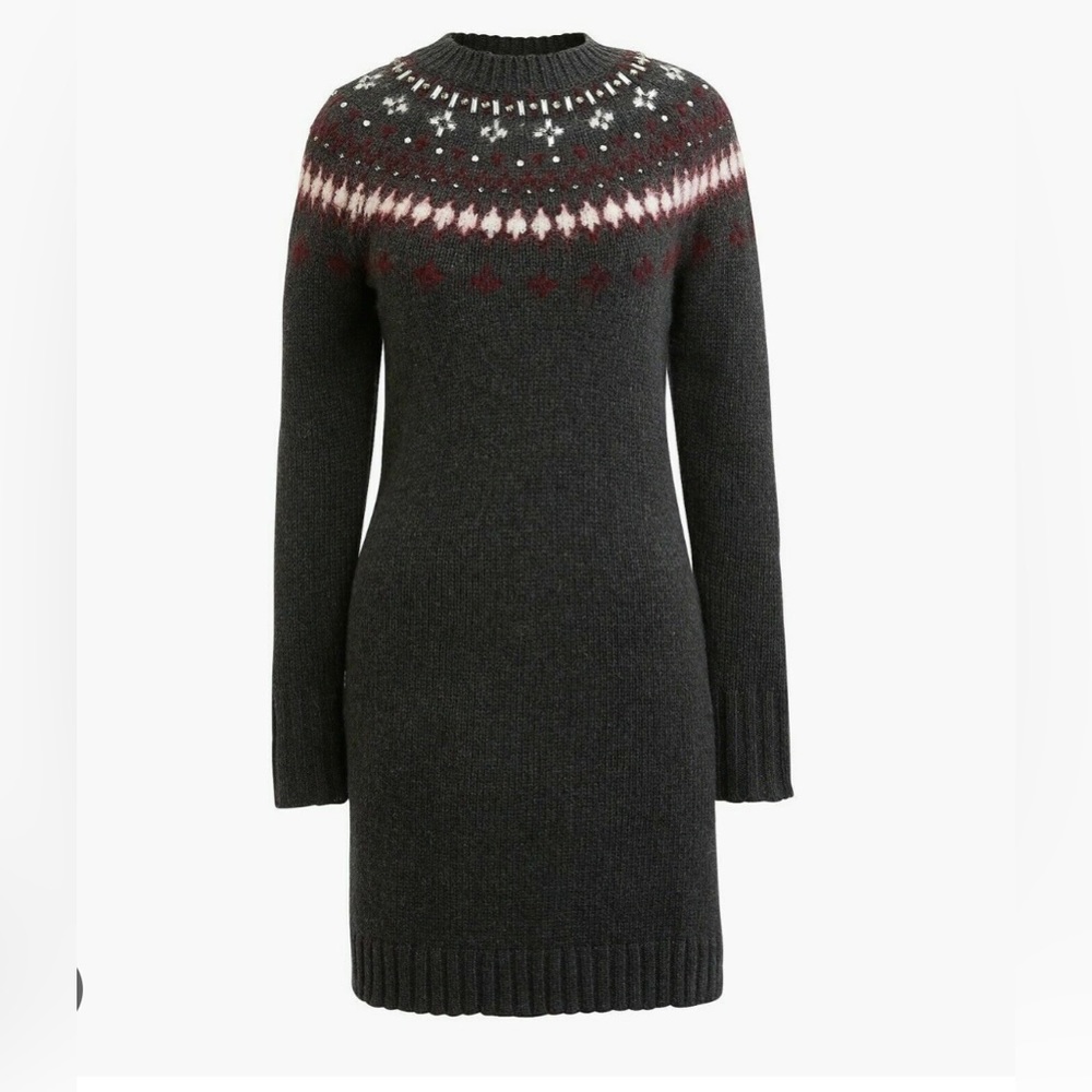 J Crew Jewel-embellished Fair
Isle Crewneck Sweater Dress Size S